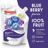 Mazzoni, Blueberry Puree, 100% Pure Blueberries, Just Fruit, No Sugar Added pouch 2.2 lb