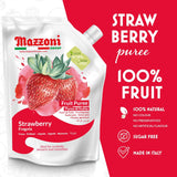Mazzoni, Strawberry Puree, 100% Pure Strawberries, Just Fruit, No Sugar Added, pouch 2.2 lb