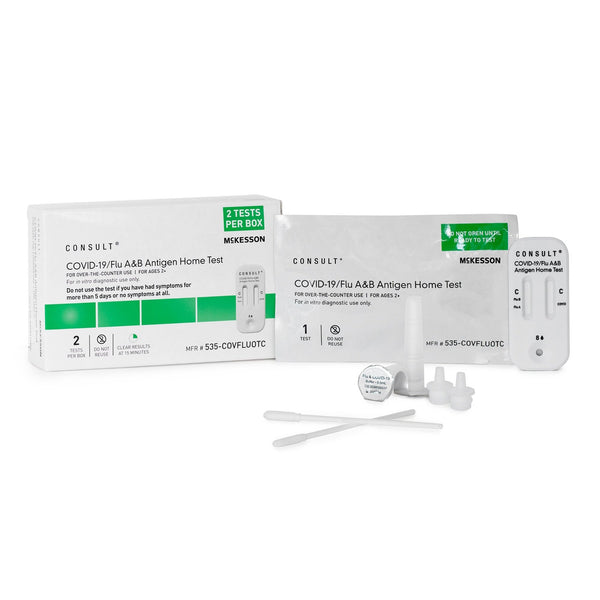 McKesson Consult COVID-19 / Flu A&B Antigen Home Test, 2 Tests