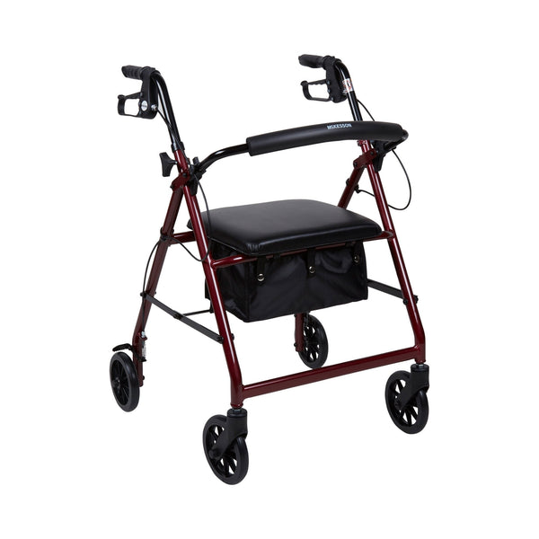 McKesson Lightweight 4 Wheel Rollator Walker, Red