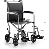 McKesson Lightweight Steel Transport Chair, Silver Vein Finish