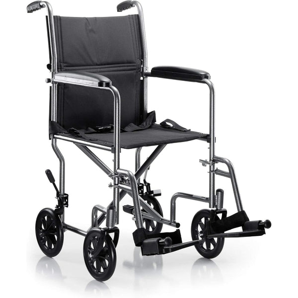 McKesson Lightweight Steel Transport Chair, Silver Vein Finish