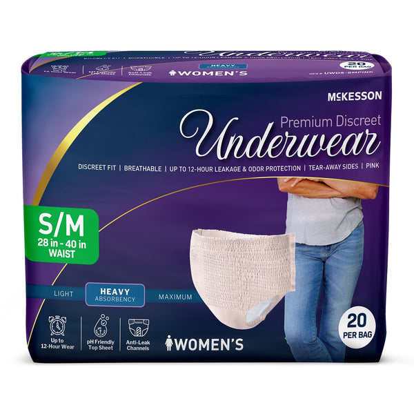 McKesson Women's Premium Discreet Pull On Absorbent Underwear, Heavy