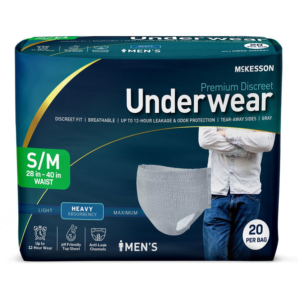 McKesson Men's Premium Discreet Pull On Absorbent Underwear, Heavy