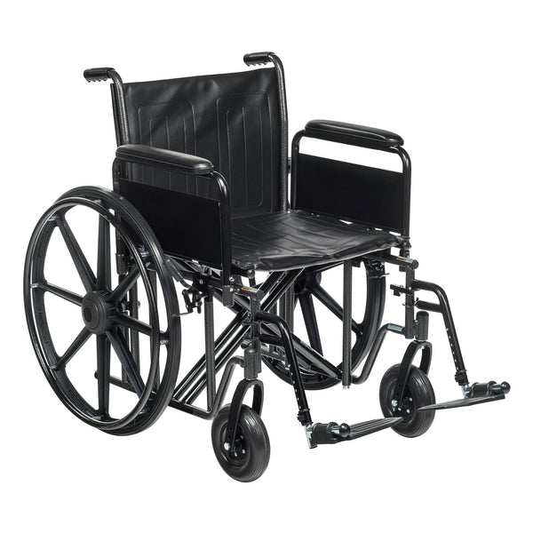 McKesson Standard 22" Wheelchair with Swing away Footrests and Detachable Desk Arms, 18" Back Height