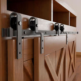 J-Strap Mini Bypass Cabinet Barn Door Hardware Kit | Matte Black
