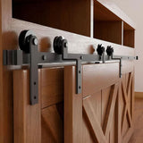 Straight Strap Mini Bypass Cabinet Barn Door Hardware Kit | Matte Black