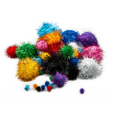 Lino Ponpon Craft Ponpon Set - 40 Assorted Metallic Ponpons for Arts & Crafts Projects