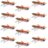 Moorish Hopper Brown Pink Foam Body Grasshopper Fly - 1 Dozen Flies Hook Size 10