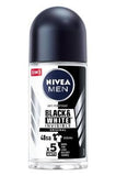Nivea Men Invisible Black Roll-On Deodorant: Anti-Stain, Long Lasting Odor Protection, Clean & Dry Feel for Sensitive Skin - 1.69 fl oz