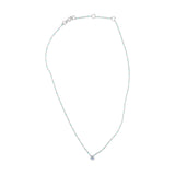 Sterling Silver Bezel Set Light Blue Aquamarine and Enamel Bead Chain Necklace