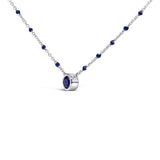 Sterling Silver Created Sapphire Bead Chain Necklace 18 Inch
