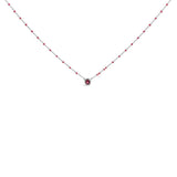 Sterling Silver Rhodolite Enamel Bead Chain Necklace 18 Inch