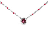 Sterling Silver Rhodolite Enamel Bead Chain Necklace 18 Inch