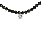 Sterling Silver Diamond Accent Black Spinel Bead Station Necklace