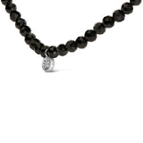 Sterling Silver Diamond Accent Black Spinel Bead Station Necklace