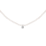 Sterling Silver Moonstone Bead Station Necklace with Diamond Accent