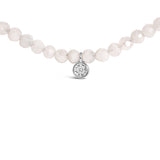 Sterling Silver Moonstone Bead Station Necklace with Diamond Accent