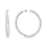 18K White Gold 3 5/8 Cttw Round Diamond Curved Inside-Outside Hoop Earrings (F-G Color, VS1-VS2 Clarity)
