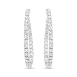 18K White Gold 3 5/8 Cttw Round Diamond Curved Inside-Outside Hoop Earrings (F-G Color, VS1-VS2 Clarity)