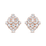 18K Rose Gold 8 1/3 Cttw Pear and Round Diamond Floral Cluster Omega Earrings (F-G Color, VS1-VS2 Clarity)