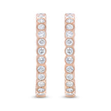 18K Rose Gold 1 Cttw Round Bezel-Set Diamond Hoop Earrings (F-G Color, VS1-VS2 Clarity)
