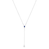 Sterling Silver Created Blue Sapphire and Diamond Accent Y Necklace