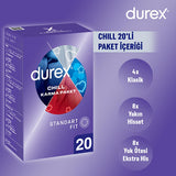 Durex Chill Condoms 20 Pack - Sensual Latex Condoms for Enhanced Intimacy & Contraception