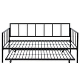 Twin size Heavy Duty Metal Daybed with Roll-Out Trundle Bed