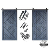 Patterned Double Door Barn Door Kit | Black Barn Door Hardware