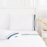 Classic Double Border Percale Cotton Pillowcase Pair