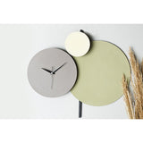 Muyika Handmade Metal Wall Clock - Unique Decorative Silent Sweep Clock for Home and Office (Green-Grey-Cream)