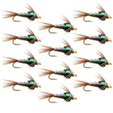Bead Head Flash Back Pheasant Tail Nymph 1 Dozen Fly Fishing Flies  Size 16