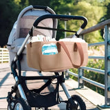 Nursery finishing basket, baby stroller storage bag, felt storage car storage bag PU handle mother pack multi-layer