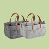 Nursery finishing basket, baby stroller storage bag, felt storage car storage bag PU handle mother pack multi-layer