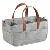 Nursery finishing basket, baby stroller storage bag, felt storage car storage bag PU handle mother pack multi-layer