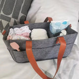 Nursery finishing basket, baby stroller storage bag, felt storage car storage bag PU handle mother pack multi-layer