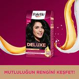 Palette Deluxe: Intense Black Hair Dye 1-0 - Long Lasting Color, Deep Conditioning with Micro Oils, At-Home Permanent Hair Coloring
