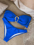 XS - L Metal Ring Bandeau Bikini Women Swimwear Female Swimsuit Two-pieces Bikini set Brazilian High Cut Bathing Suit Swim Lady