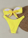 XS - L Metal Ring Bandeau Bikini Women Swimwear Female Swimsuit Two-pieces Bikini set Brazilian High Cut Bathing Suit Swim Lady