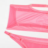 Toucheart 4 Piece Set Sexy Lingerie Set Elasticity Mesh Patchwork See-Through Breast-Wrapping Three-Point Briefs Sexy Underwear