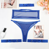 Toucheart 4 Piece Set Sexy Lingerie Set Elasticity Mesh Patchwork See-Through Breast-Wrapping Three-Point Briefs Sexy Underwear