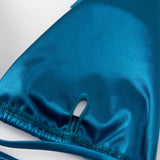Wrap Around Halter Metallic Satin Bikini Women Swimwear Female Swimsuit Two-pieces Bikini Set Brazilian Bathing Suit Swim Lady