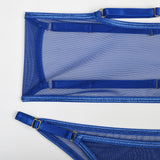 Toucheart 4 Piece Set Sexy Lingerie Set Elasticity Mesh Patchwork See-Through Breast-Wrapping Three-Point Briefs Sexy Underwear