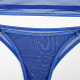 Toucheart 4 Piece Set Sexy Lingerie Set Elasticity Mesh Patchwork See-Through Breast-Wrapping Three-Point Briefs Sexy Underwear