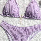 Wrinkled Halter Bikini Women Swimwear Female Swimsuit Two-pieces Bikini Set Brazilian Bather High Cut Bathing Suit Swim Lady