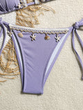 Shell Decoration Ribbed Bikini Women Swimwear Female Swimsuit Two-pieces Bikini Set Halter Strappy Bather Bathing Suit Swim Lady