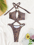 Sexy Tummy Cut Out Halter Women Thong Swimwear One Piece Swimsuit Female High Cut Monokini Rings Bathing Suit Swim Beach Wear