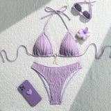Sexy Wrinkled Halter Brazilian Bikini Women Swimwear Female Swimsuit Two-pieces Bikini Set High Cut Bathing Suit Swim Beach Wear