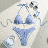 Sexy Wrinkled Halter Brazilian Bikini Women Swimwear Female Swimsuit Two-pieces Bikini Set High Cut Bathing Suit Swim Beach Wear